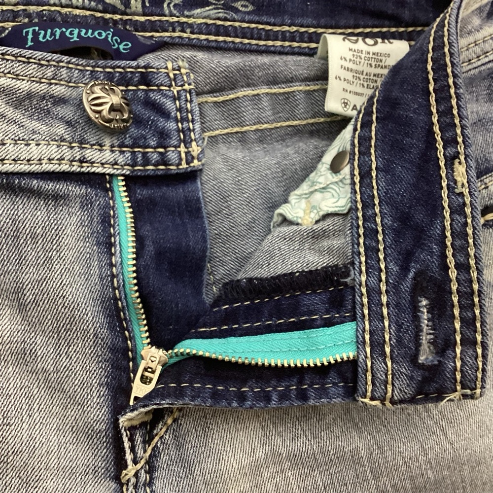 ARIAT TORQUOISE WOMENS BOOT CUT JEANS - Picture 16 of 16